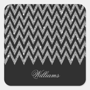 Sticker Carré Cool tendance chevron zigzag faux parties scintill