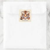 Sticker Carré Cool unisex bébé tiger ajouter un message (Sac)