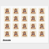 Sticker Carré Cool unisex bébé tiger ajouter un message (Feuille)