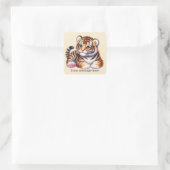 Sticker Carré Cool unisex bébé tiger ajouter un message (Sac)