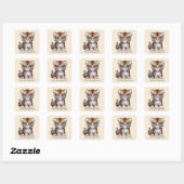 Sticker Carré Cool unisex bébé tiger ajouter un message (Feuille)