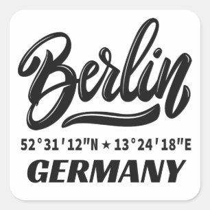 Sticker Carré Coordonnées de Berlin Allemagne