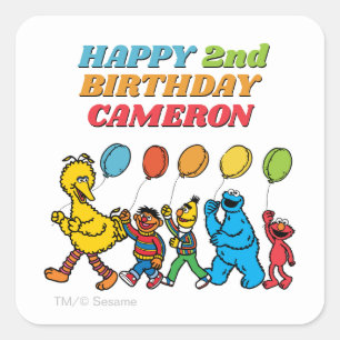 Sticker Carré Copains de la rue Sésame Ballons d'anniversaire