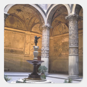 Sticker Carré Copie de Putto avec dauphin par Andrea del