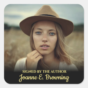 Sticker Carré Copie signée Auteur Livre Signer Écrivain Photo Fa