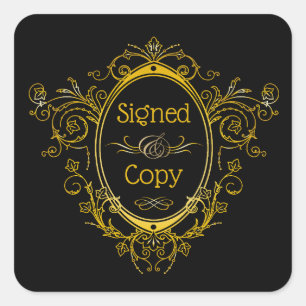 Sticker Carré Copie signée - Plaque du livre de l'auteur