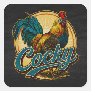 Sticker Carré Coq Arrogant Maison de Ferme Vintage