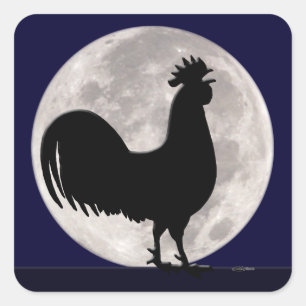 Sticker Carré Coq au clair de lune