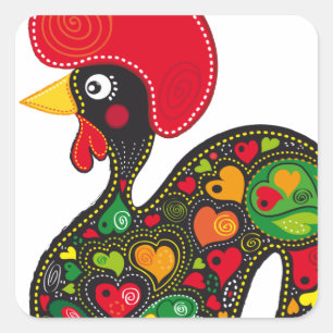 Sticker Carré Coq de Barcelos Nr02 - Galo de Barcelos