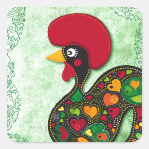Sticker Carré Coq typique de Barcelos