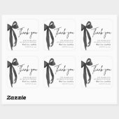 Sticker Carré Coquette Black Bow moderne Merci d'anniversaire (Feuille)