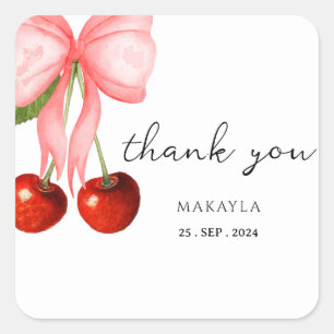 Sticker Carré Coquette cerise sur le dessus bébé fille douche