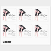 Sticker Carré Coquette de chou rose moderne Graduation Cap Gradu (Feuille)