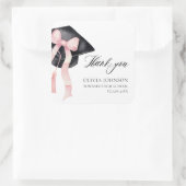 Sticker Carré Coquette de chou rose moderne Graduation Cap Gradu (Sac)