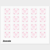 Sticker Carré Coquette Rose Ruban Joyeux Anniversaire (Feuille)