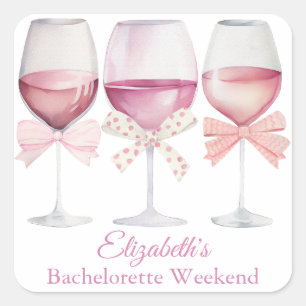 Sticker Carré Coquette Vaches roses et Bachelorette de vin