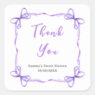 Sticker Carré Coquette violet Merci Sweet sixteen de  de 