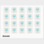 Sticker Carré Coquillage rustique Turquoise Enregistrer la date (Feuille)