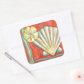 Sticker Carré Coquillages Rustiques Orange (Enveloppe)