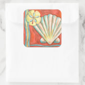 Sticker Carré Coquillages Rustiques Orange (Sac)