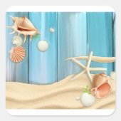 Sticker Carré Coquillages Sur Sable (Devant)