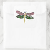 Sticker Carré Coquille d'Abalone et libellule en verre (Sac)