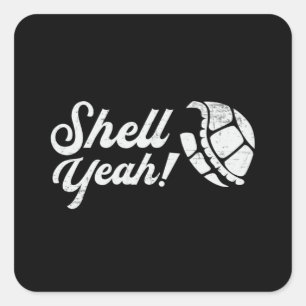 Sticker Carré Coquille Oui Tortue Adulte Océan Drôle Cadeau