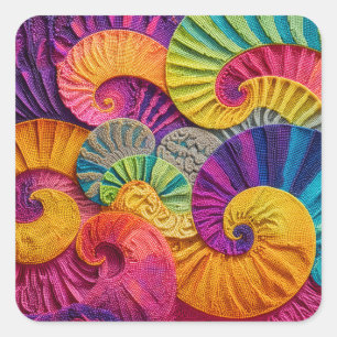 Sticker Carré Coquilles chromatiques : Mosaïque spirale vibrante