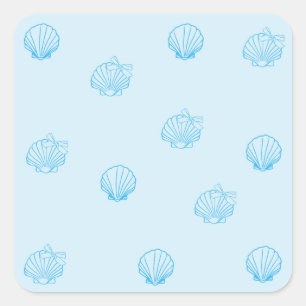 Sticker Carré Coquilles Saint-Jacques Contour Minimalisme