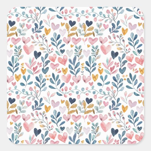 Sticker Carré Corações em aquarela (Devant)