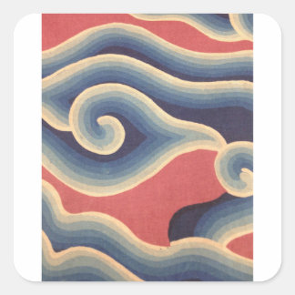 Sticker Carré Corail bleu Indigo Vague japonaise