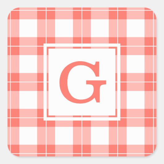 Sticker Carré Corail monogramme orange et Motif blanc (Devant)
