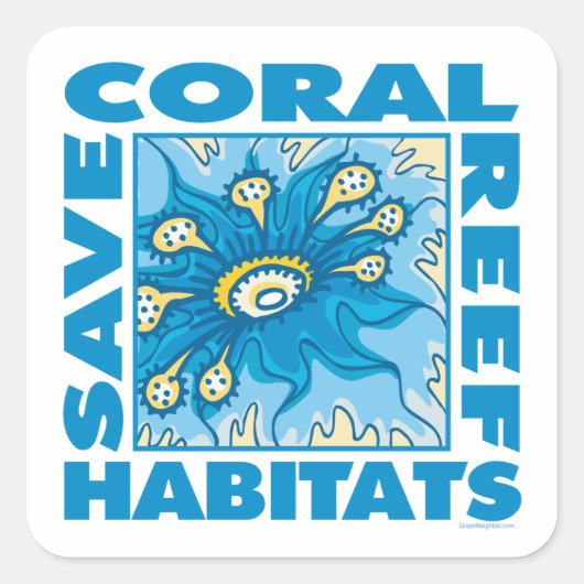 Sticker Carré Corail Reefs (Devant)