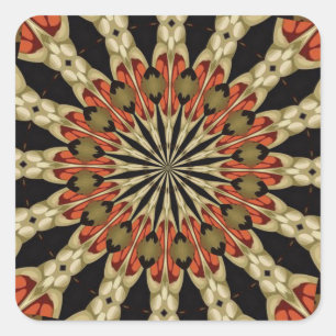 Sticker Carré Coral avec café et crème Mandala