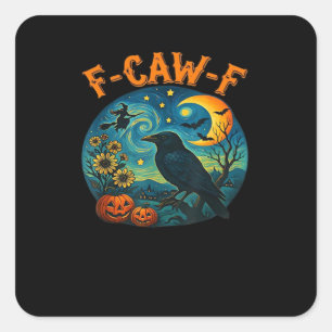 Sticker Carré Corbeau F-Caw-F Drôle Halloween Gothique Carreaux