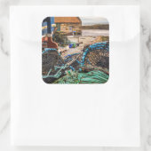 Sticker Carré Cordes Et Pots De Homard | Pittenweem, Écosse (Sac)