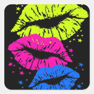 Sticker Carré Corey Tiger 80s Lèvres et étoiles