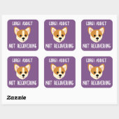 Sticker Carré Corgi Addict ne se rétablissant pas (Feuille)
