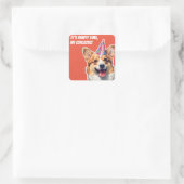 Sticker Carré Corgi C'est fête d'anniversaire mon corgeous (Sac)
