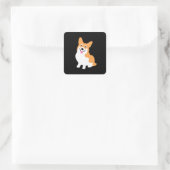 Sticker Carré Corgi Chiot mignon et souriant (Sac)