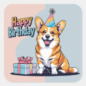 Sticker Carré Corgi coloré (Devant)