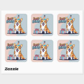Sticker Carré Corgi coloré (Feuille)