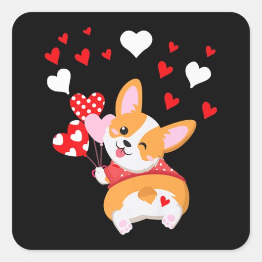 Sticker Carré Corgi Heart, Devine Ce Corgi Butt (Devant)