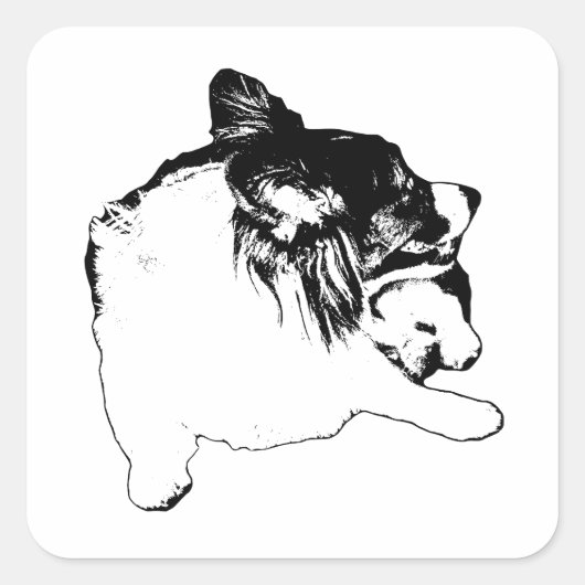 Sticker Carré Corgi ligne nette (Devant)