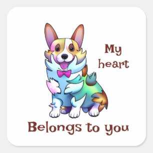 Sticker Carré Corgi orange mignon pour une humeur positive
