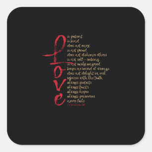 Sticker Carré Corinthiens Verset Biblique Amour Est Patient Amou