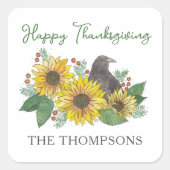 Sticker Carré Corneille en automne Fleurs Thanksgiving Enveloppe (Devant)