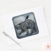 Sticker Carré Corneille Et Ours (Enveloppe)