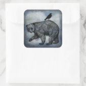 Sticker Carré Corneille Et Ours (Sac)