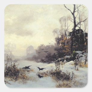Sticker Carré Corneilles dans un paysage hivernal, 1907